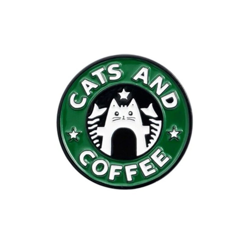 5/$20 Cats and Coffee Starbucks Goddess Funny Parody Lapel Pin
